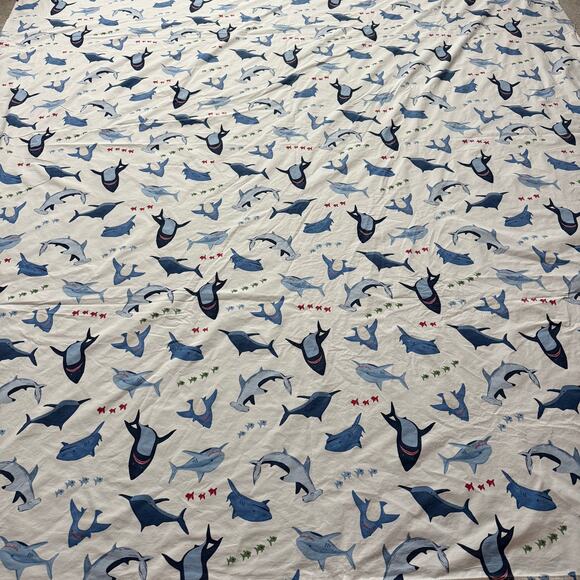 Pottery Barn Kids queen sized shark flat sheet - 100% cotton - fish - ocean - Picture 3 of 7